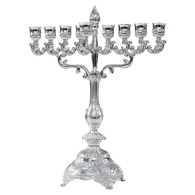 חנוכיית מתכת בציפוי כרום מוכסף