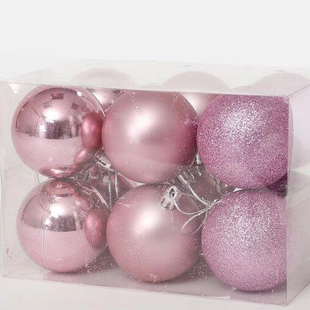 12 כדורים יוקרתיים לעץ אשוח במבחר צבעים 6 סמ 