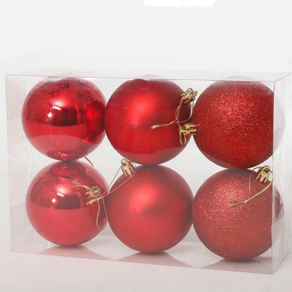 סט 6 כדורים יוקרתיים לעץ אשוח במבחר צבעים 8 סמ 