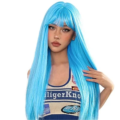 פאה ארוכה בצבע תכלת פאה ארוכה בצבע תכלת