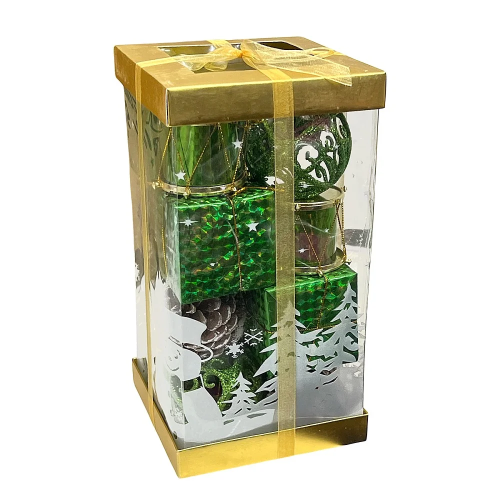 מארז קישוטים ירוק לעץ חג המולד