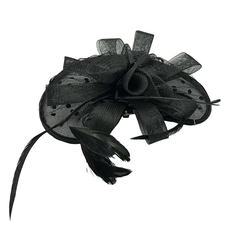 כובע קברט תחרה עם פפיון - שחור