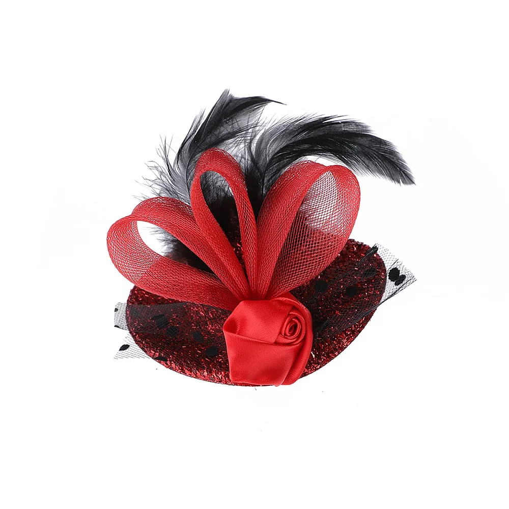 כובע קברט מנצנץ קטן - אדום