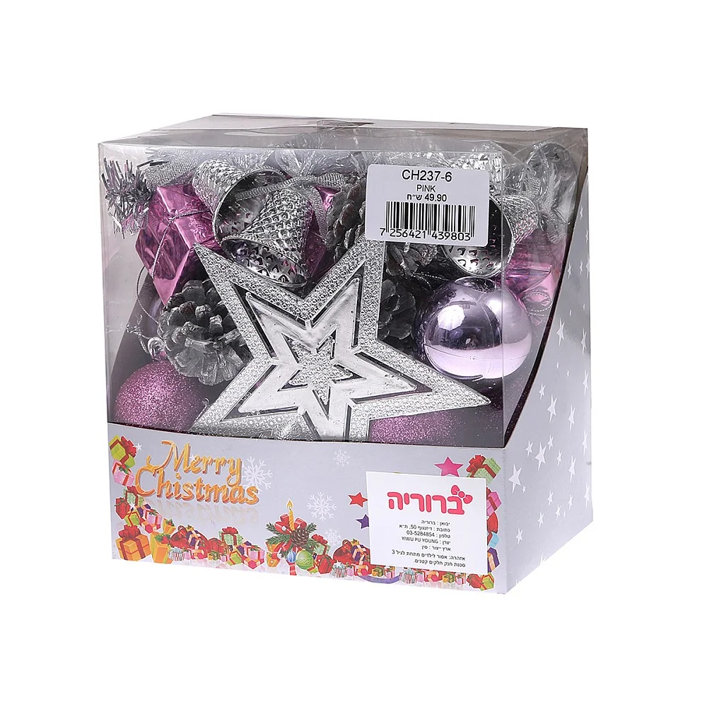 מארז קישוטים לעץ אשוח + כוכב