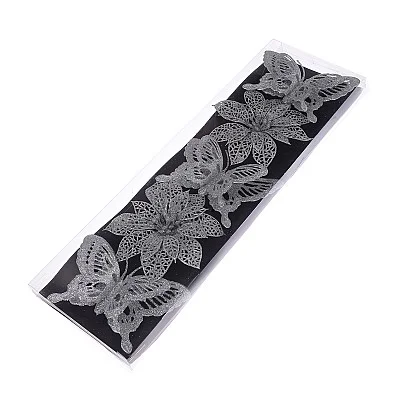 מארז פרפרים ופרחים כפולים לכריסמס - כסף