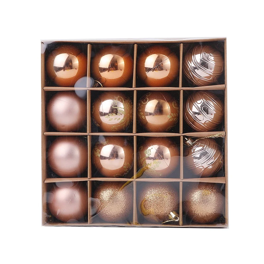 מארז 16 כדורי כריסמס יוקרתי מעוטר 6 ס״מ