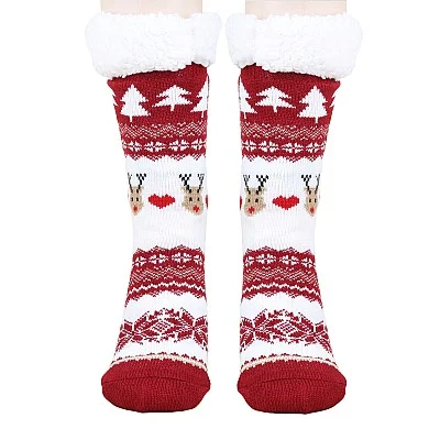 גרבי צמר לכריסמס - איילים אדום לבן