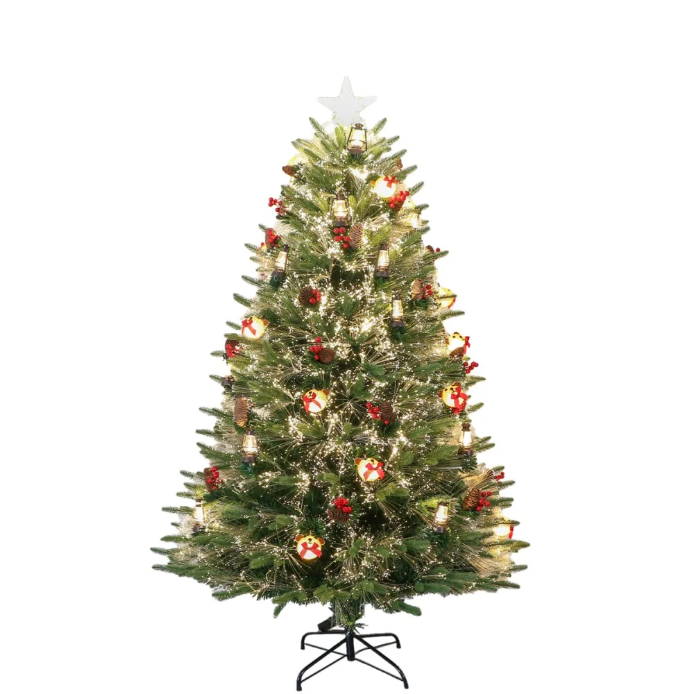 עץ אשוח עם תאורה חמה מובנית - 1.5 מ׳