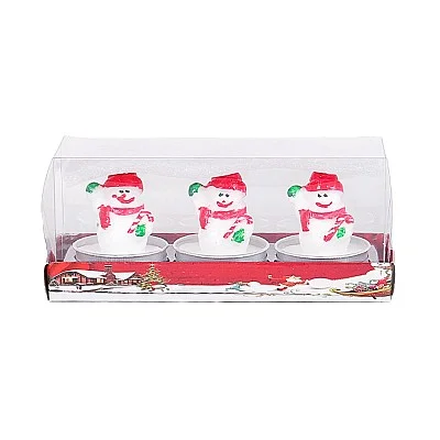 מארז שלישיית נרות לכריסמס - איש שלג