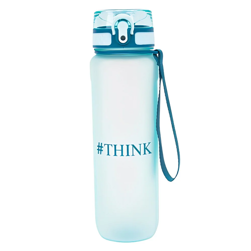 בקבוק שתיה 900 מ״ל עם ציפוי גומי ושרוך - תכלת