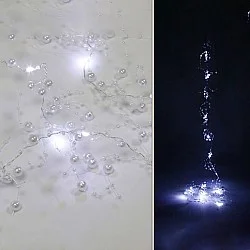 גירלנדה חרוזים לבן 15L תאורת לד 15L