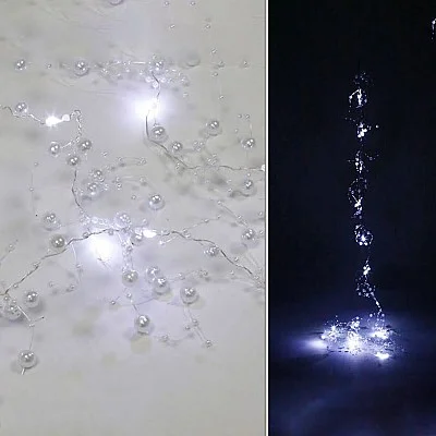 גירלנדה חרוזים לבן 15L תאורת לד 15L