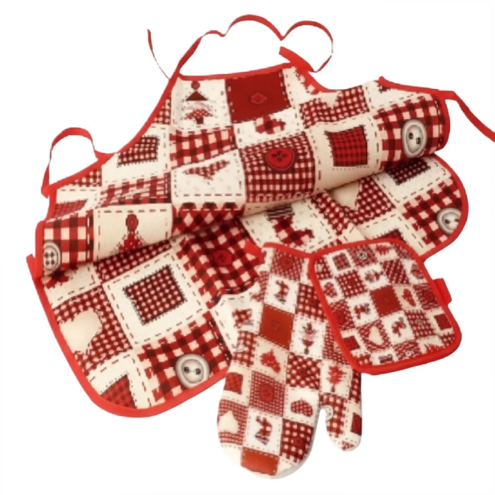 3 חלקים למטבח סינר+כפפה+תחתית לסיר