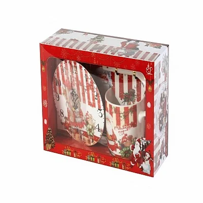 מאג וכפית פורצלן + שעון באריזת מתנה