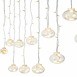 וילון כדורי זכוכית 24 שריגים תאורה חמה 216LED כבל מוביל 5 מטר cm cm (460X100 ס"מ)