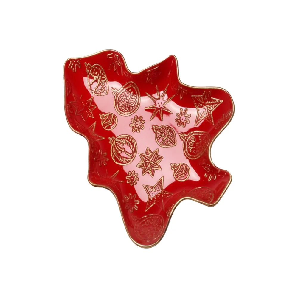 מגש בצורת עץ אשוח  בצבע אדום מלמין (29X22X3 ס"מ)