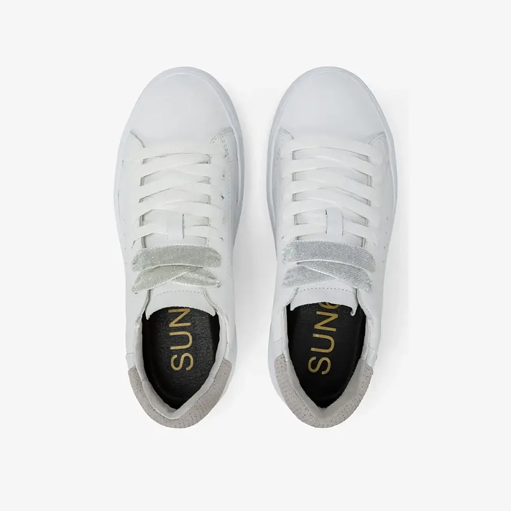 נעלי סניקרס לאישה SUN68 GRACE LEATHER WHITE