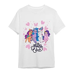 חולצת הפוני הקטן שלי לבבות רקע לבן  לילדים