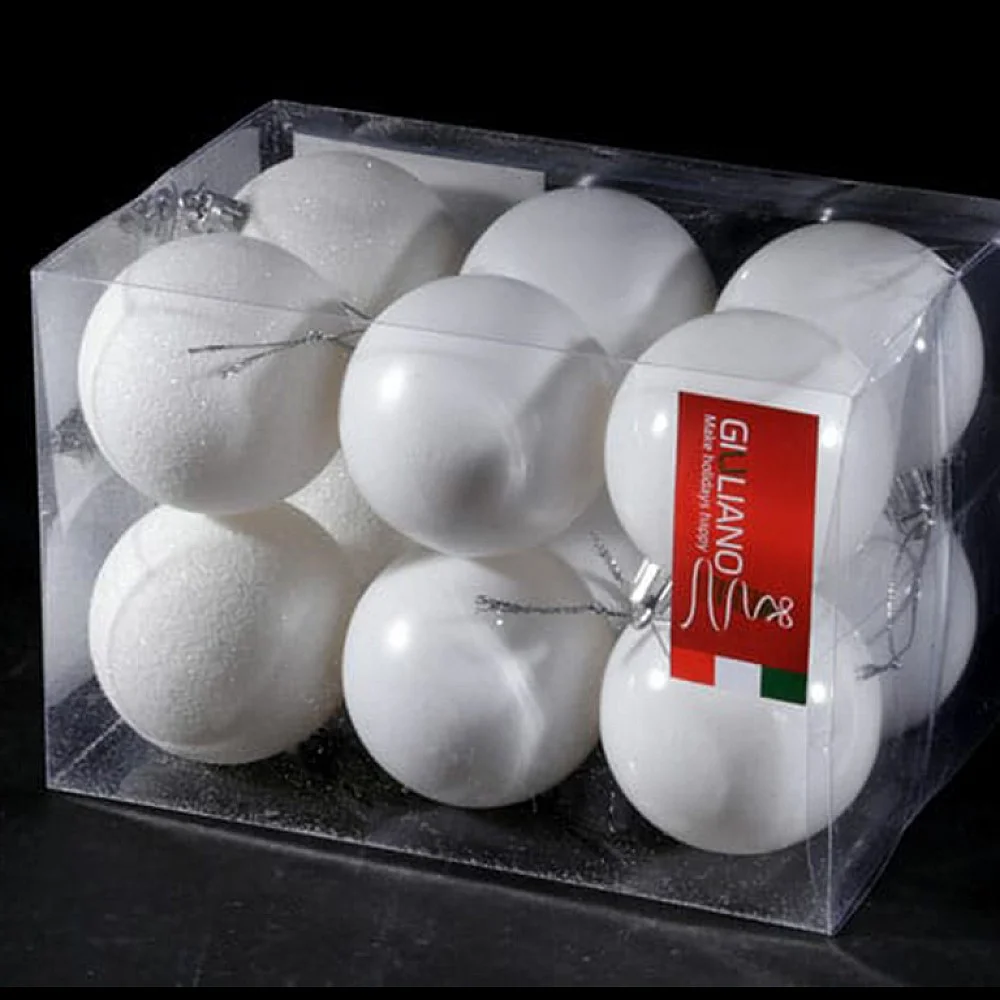 12 כדורים יוקרתיים לעץ אשוח במבחר צבעים 6 סמ 