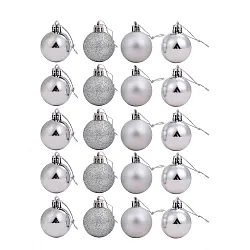 סט 18 כדורי כריסמס בצבע כסף