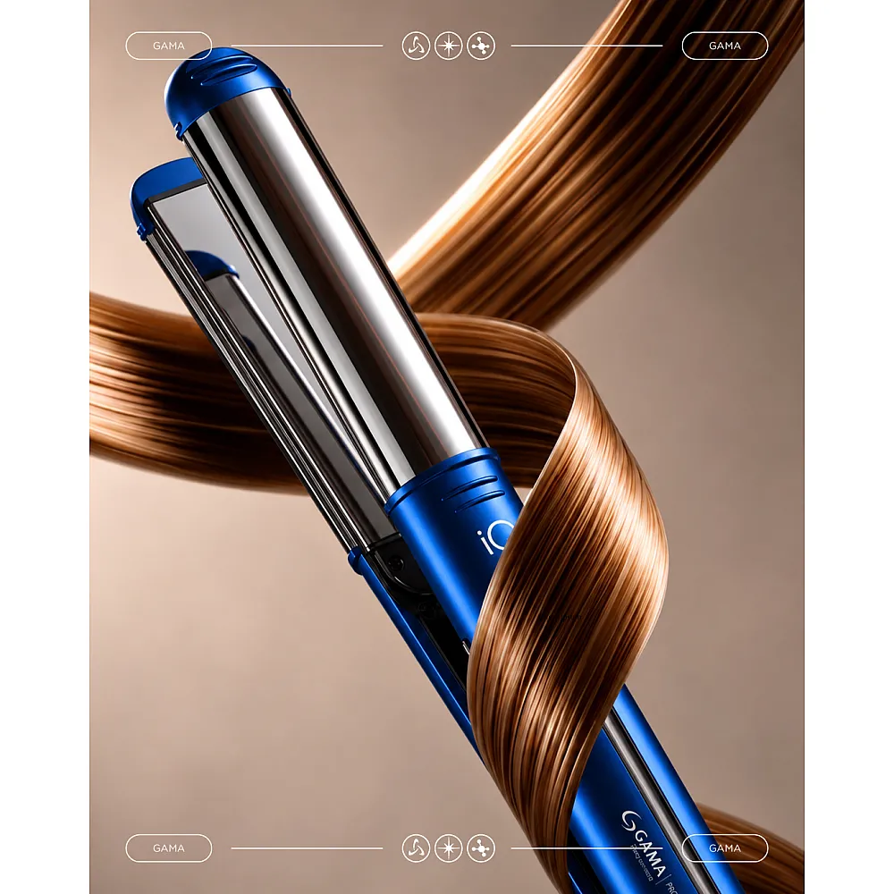 מחליק ומסלסל מקצועי GAMA iQ LED IHT — כחול