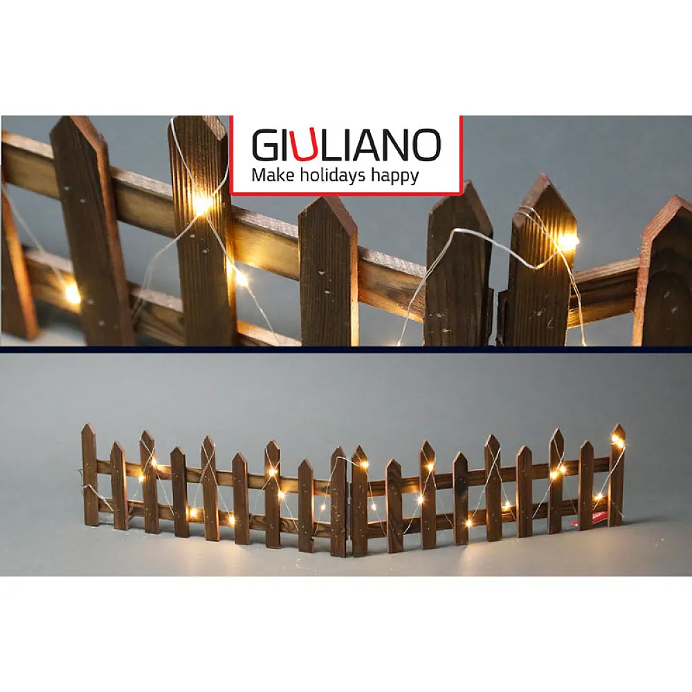 קישוט גדר עץ קטנה עם תאורת לד