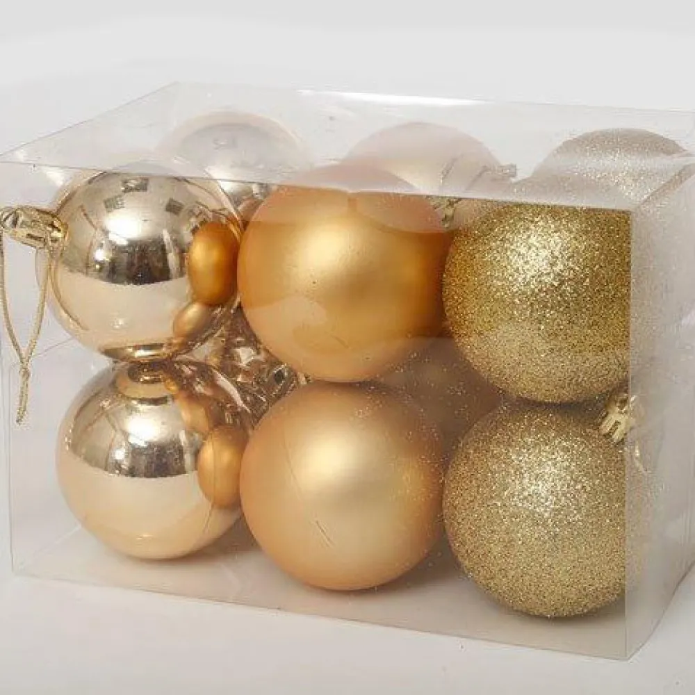 12 כדורים יוקרתיים לעץ אשוח במבחר צבעים 6 סמ 