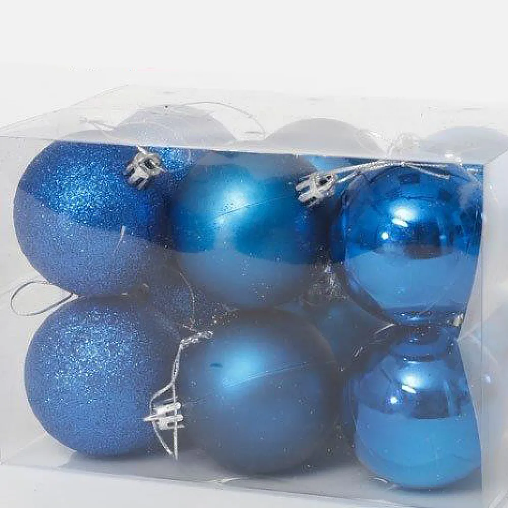 12 כדורים יוקרתיים לעץ אשוח במבחר צבעים 6 סמ 