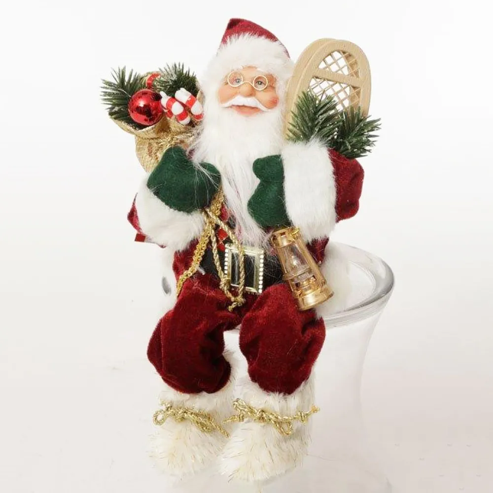 בובת סנטה קלאוס כחול זהב 30 סמ