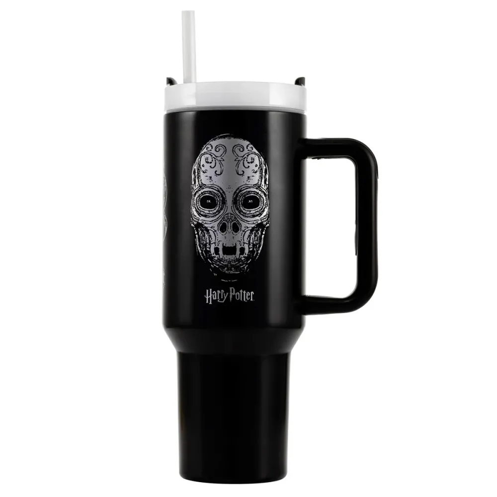 כוס תרמית עם ידית אחיזה וקש - הארי פוטר אוצרות המוות