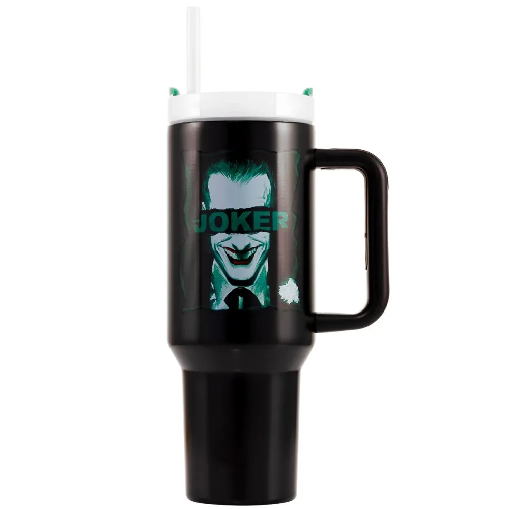 כוס תרמית עם ידית אחיזה וקש - ג׳וקר