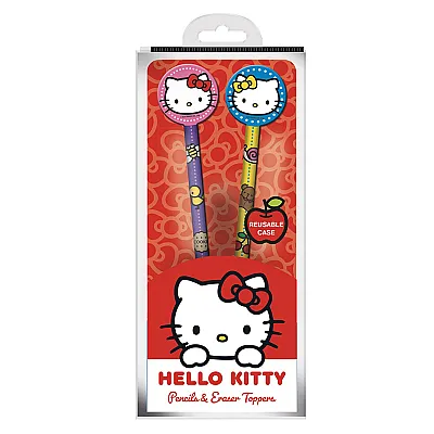 מארז זוג עפרונות ומחקים הלו קיטי - אדום