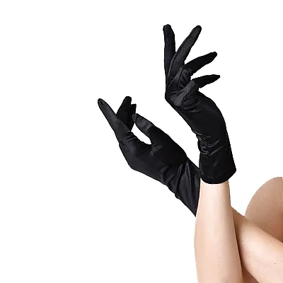 כפפות קצרות שחורות מסאטן