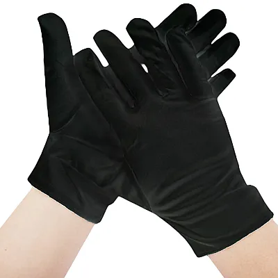 כפפות קצרות מסאטן שחור לגבר