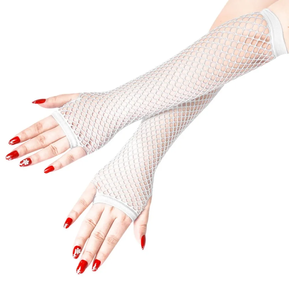 כפפות רשת ארוכות בלבן