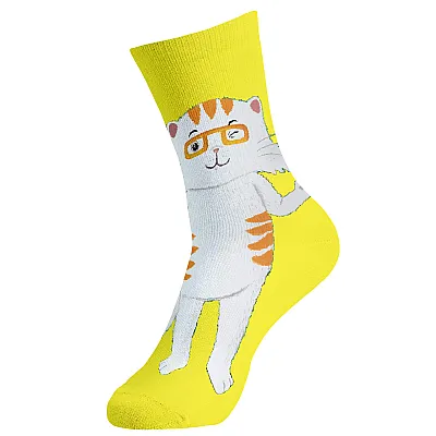 גרביים מעוצבים כראמל החתול צהוב