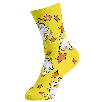 גרביים מעוצבים כראמל כוכבים צהוב