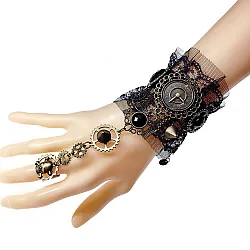 צמיד סטים פאנק תחרה - שחור