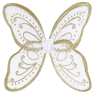 כנפי פיה לבנות עם עיטורי זהב