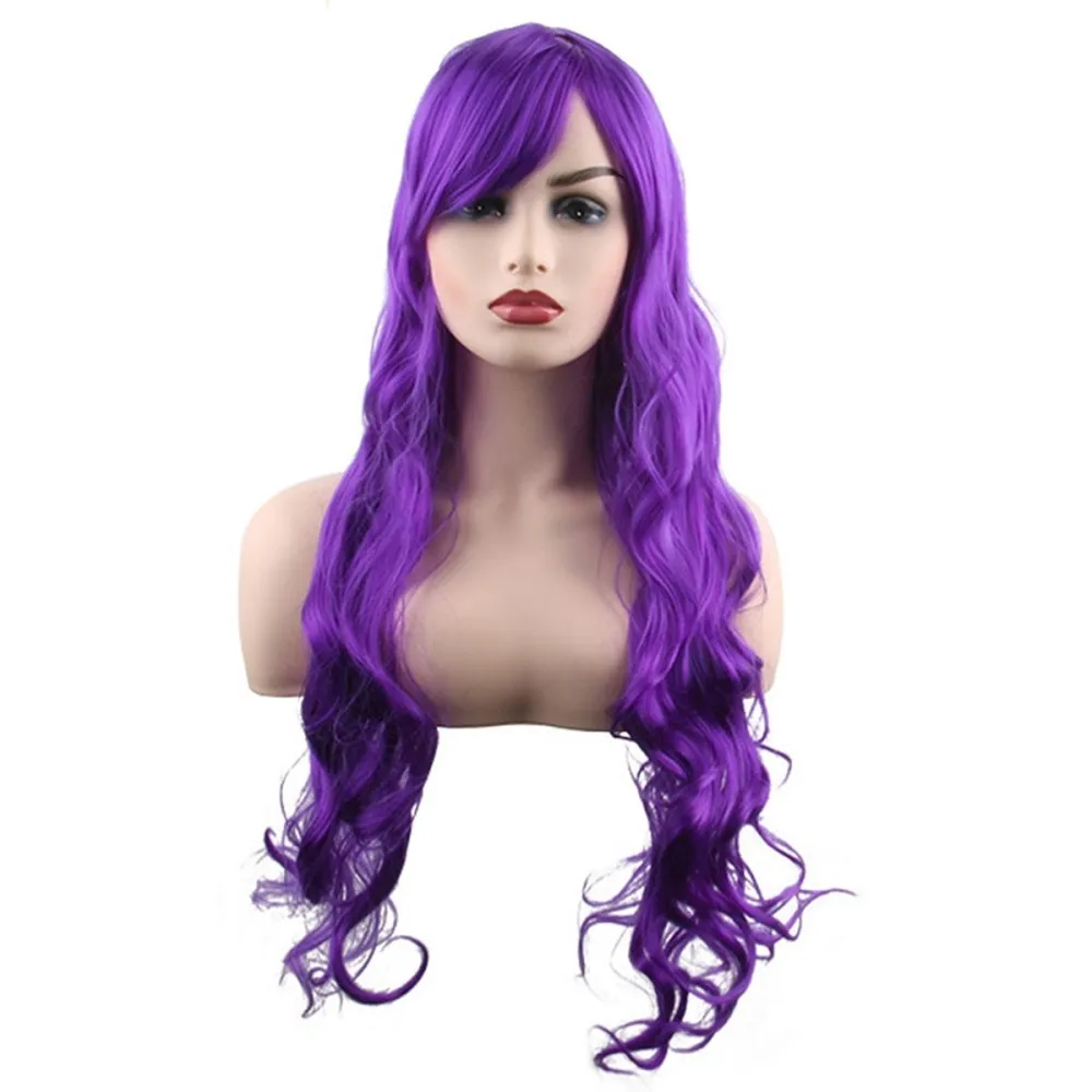 פאה גלית ארוכה - סגול כהה