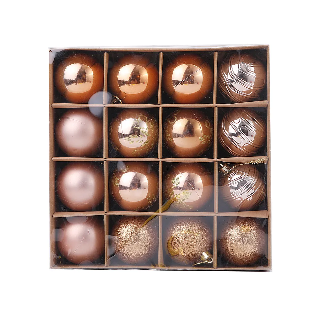 מארז 16 כדורי כריסמס יוקרתי מעוטר 6 ס״מ
