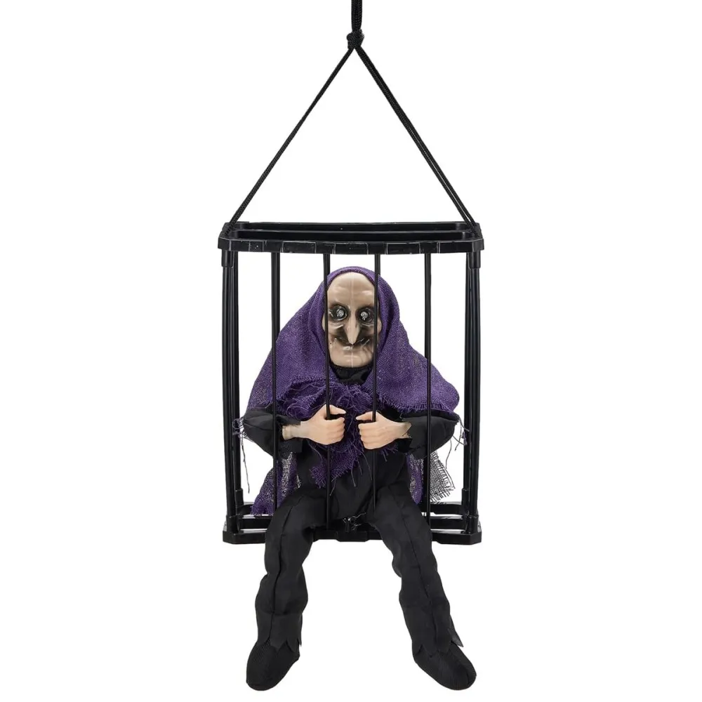 בובת מכשפה ממונעת בכלוב להאלווין