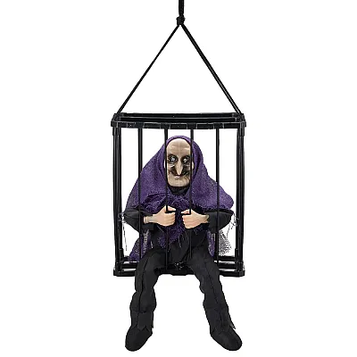 בובת מכשפה ממונעת בכלוב להאלווין