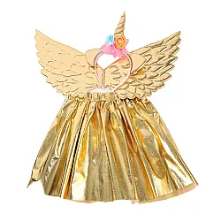 סט חד קרן - כנפיים, חצאית וקשת - זהב לתחפושת קוספליי