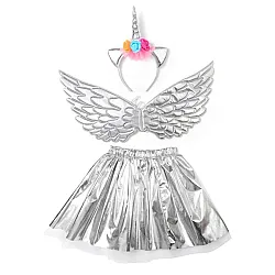 סט חד קרן - כנפיים, חצאית וקשת - כסף לתחפושת קוספליי