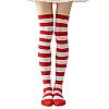 גרבי פסים מכותנה עד הברך - אדום לבן