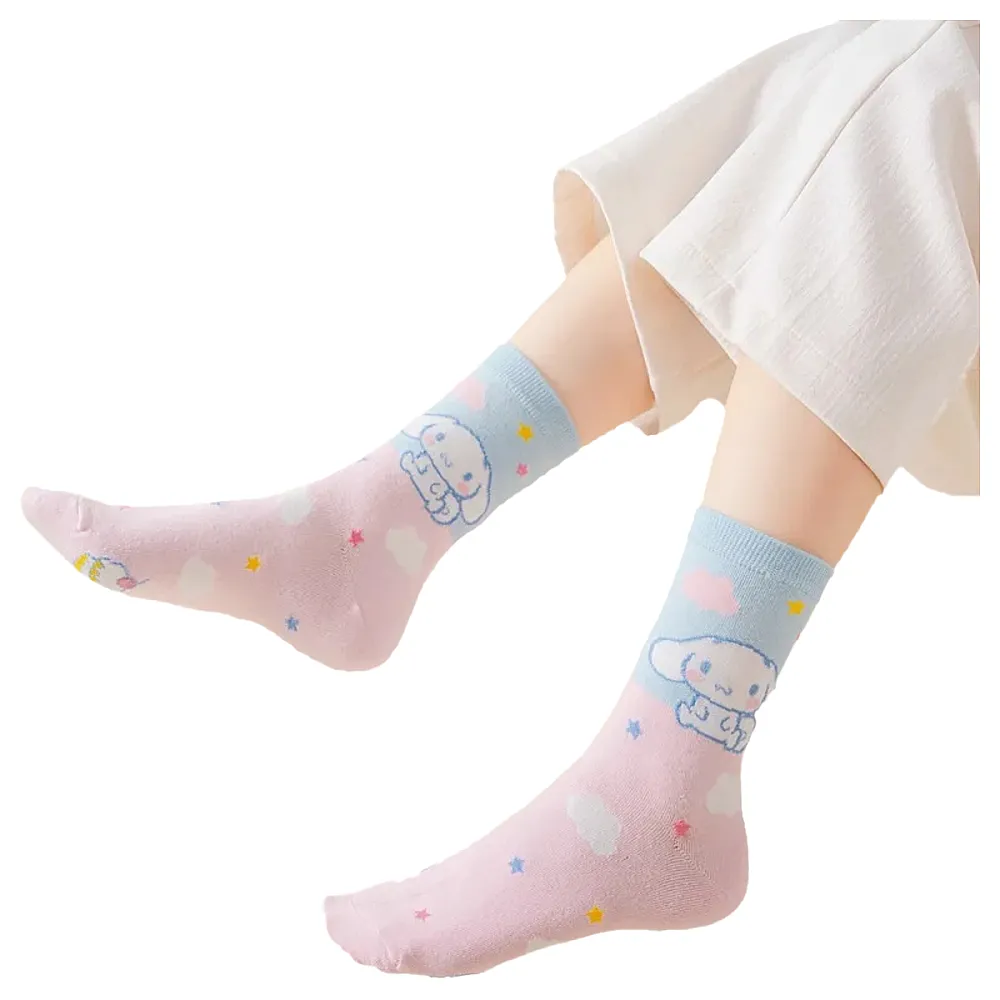 גרביים מעוצבים הלו קיטי וחברים - סינמורול תכלת ורוד