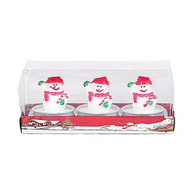 מארז שלישיית נרות לכריסמס - איש שלג