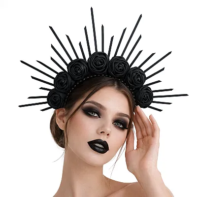 קשת שמש עם פרחים בצבע שחור