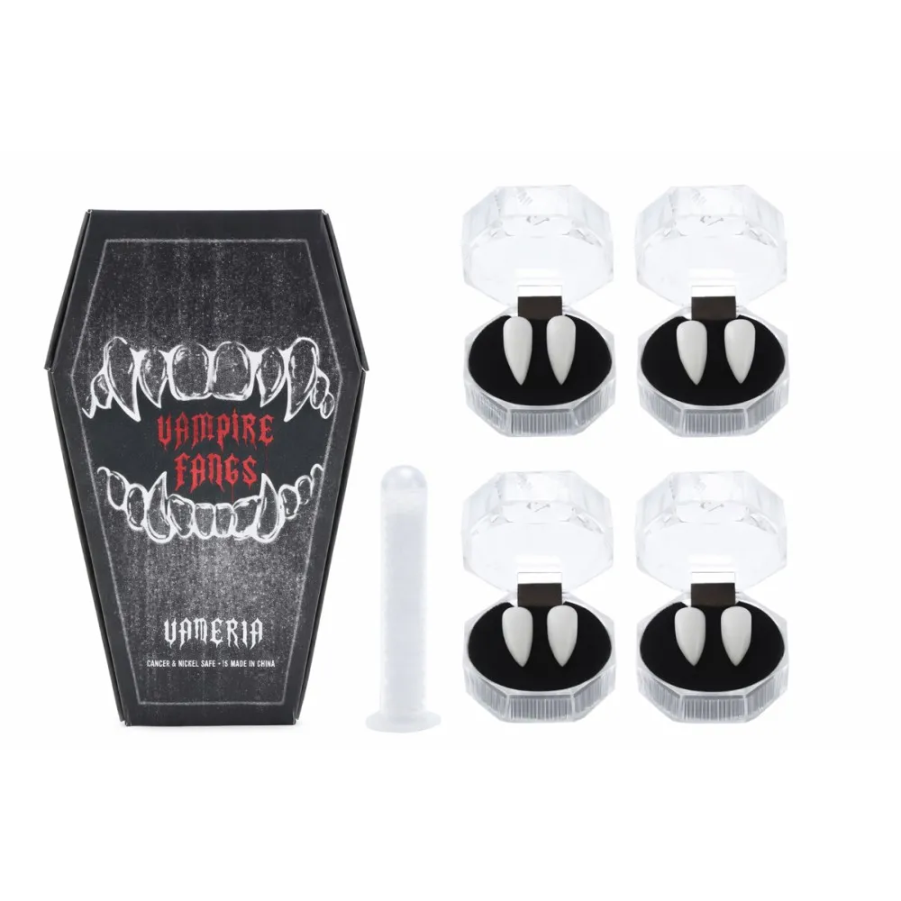 מארז ניבים - 4 גדלים שונים + דבק מקצועי לאיפור תחפושות